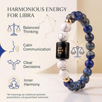 Libra Zodiac Bracelet (तुला राशि) – Certified Lapis Lazuli & Howlite Healing Crystal