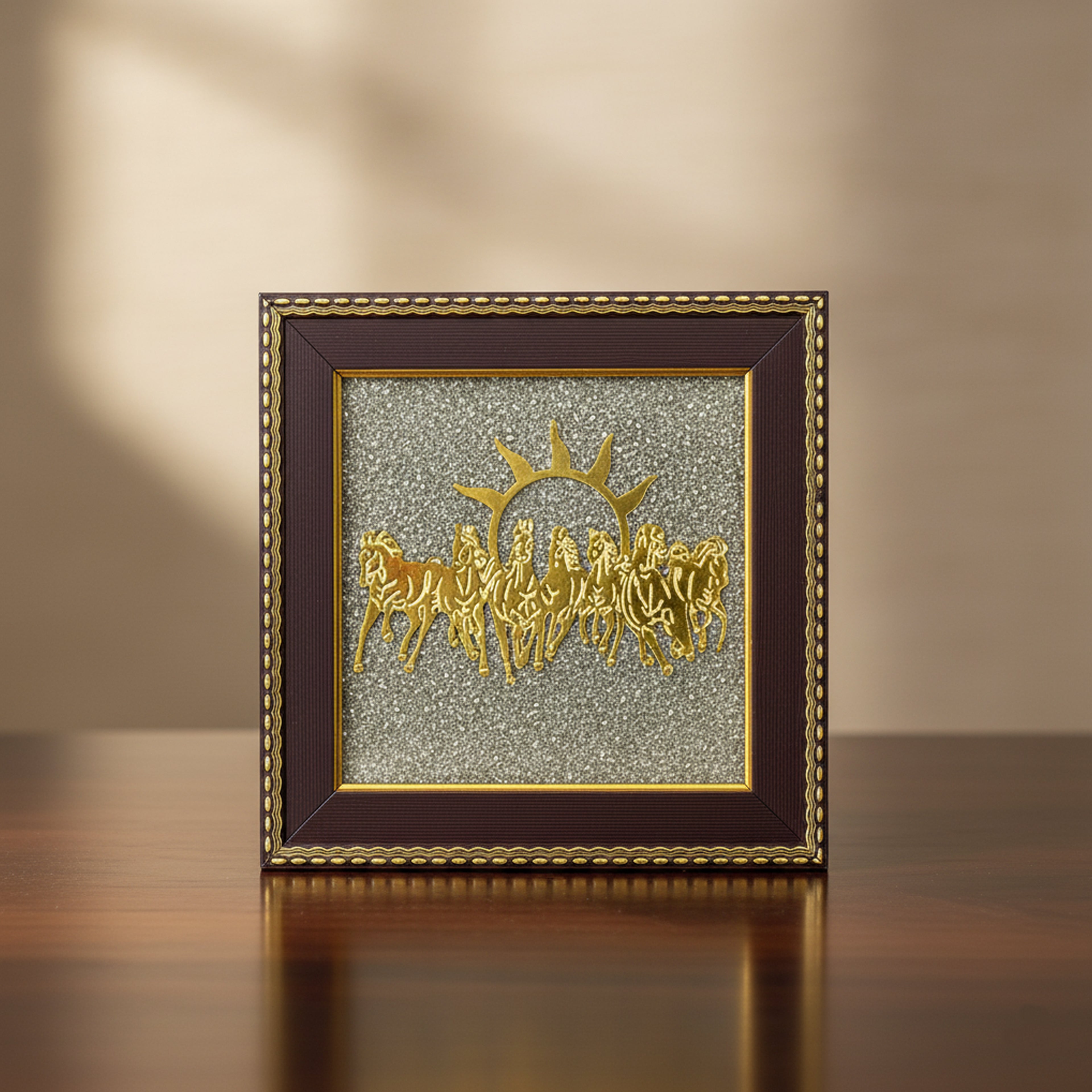 7 Running Horses with Rising Sun Decorative Vaastu Wall Frame