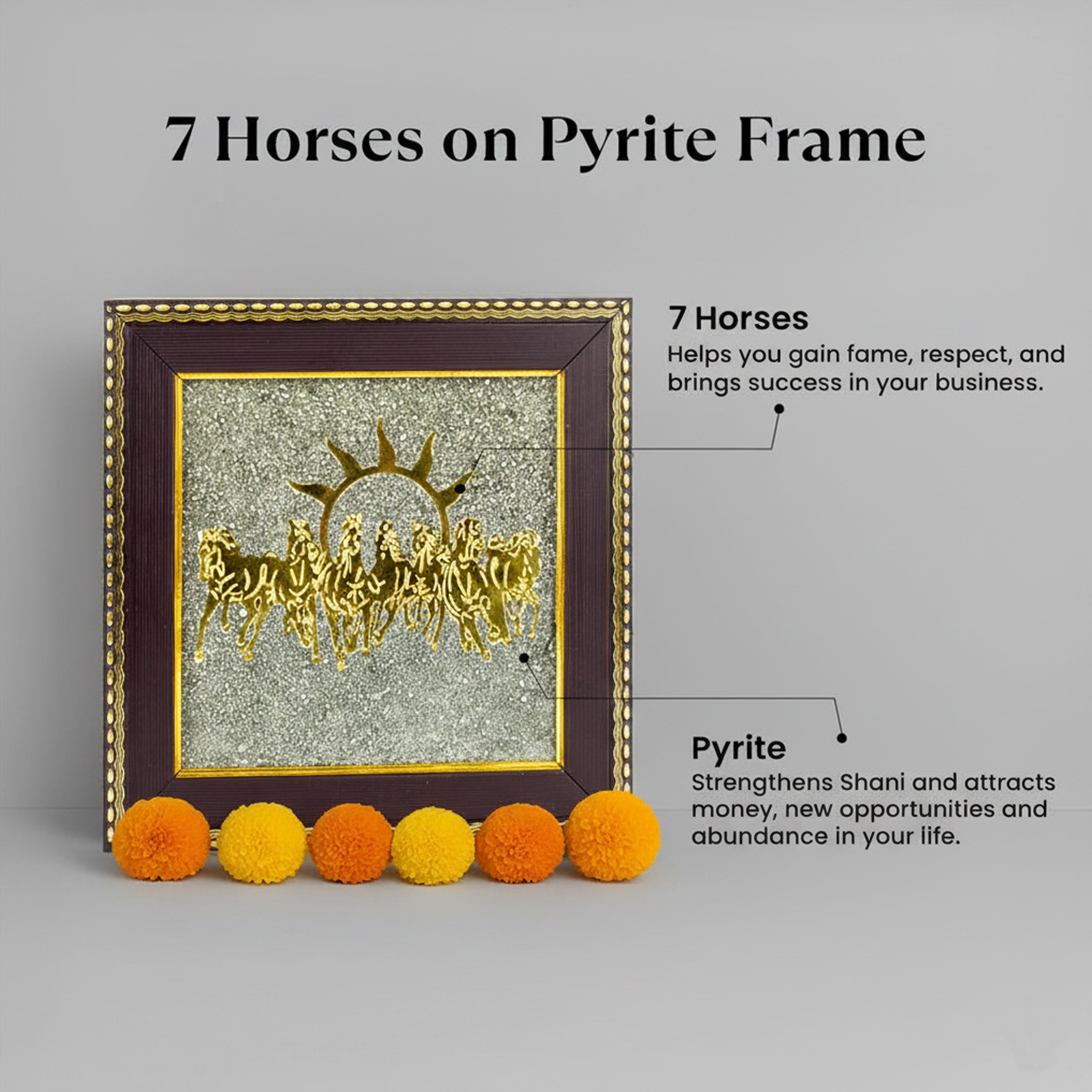 7 Running Horses with Rising Sun Decorative Vaastu Wall Frame
