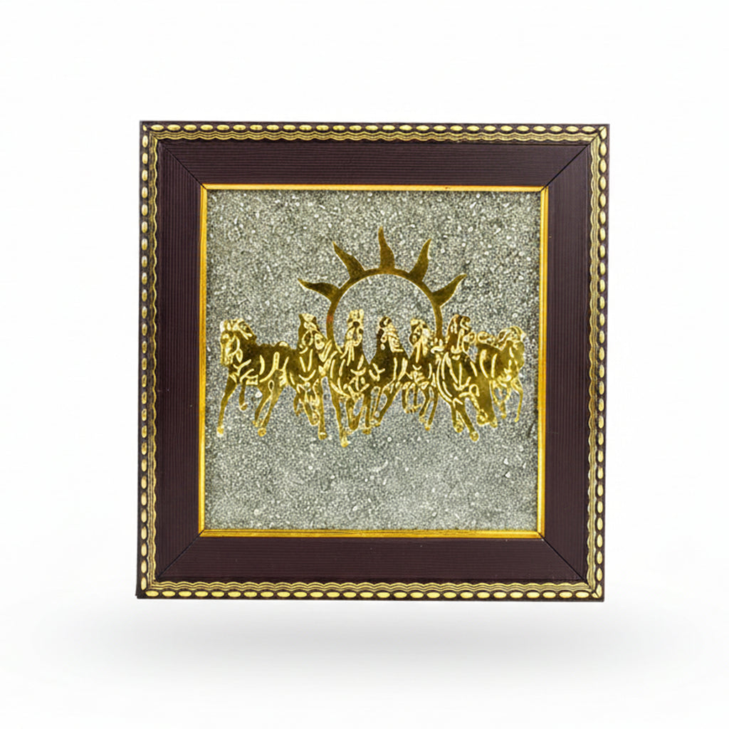 7 Running Horses with Rising Sun Decorative Vaastu Wall Frame