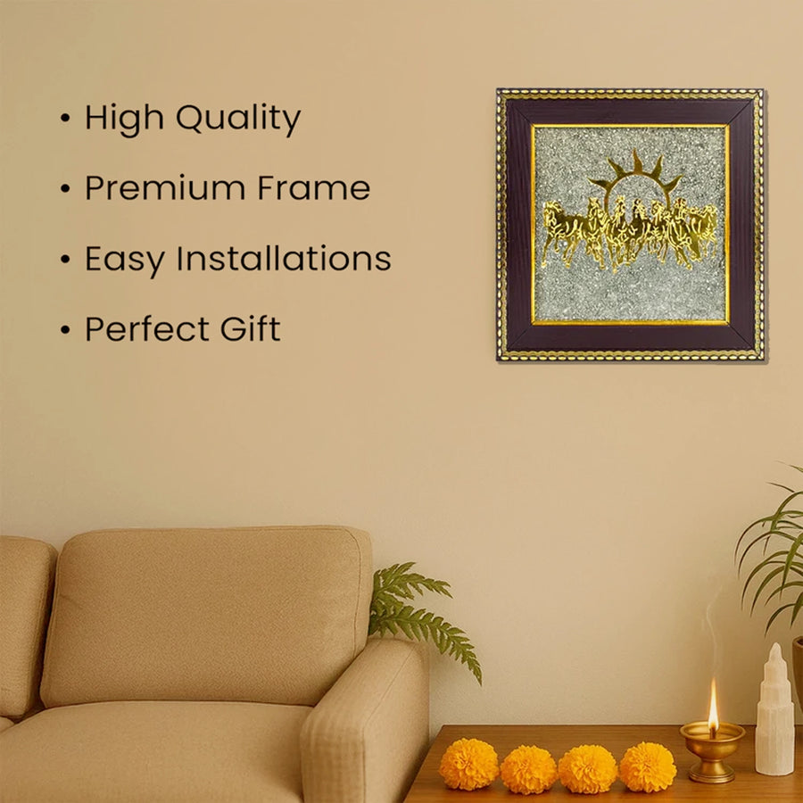 7 Running Horses with Rising Sun Decorative Vaastu Wall Frame