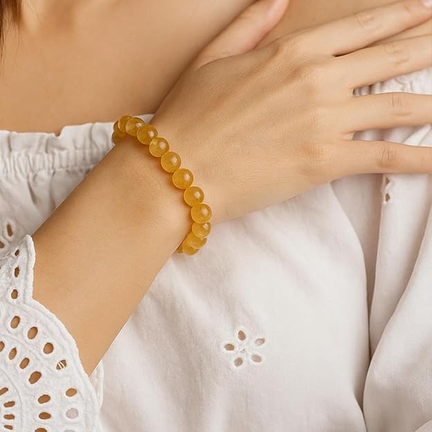 Citrine Bead Bracelet for Wealth, Confidence & Positive Energy