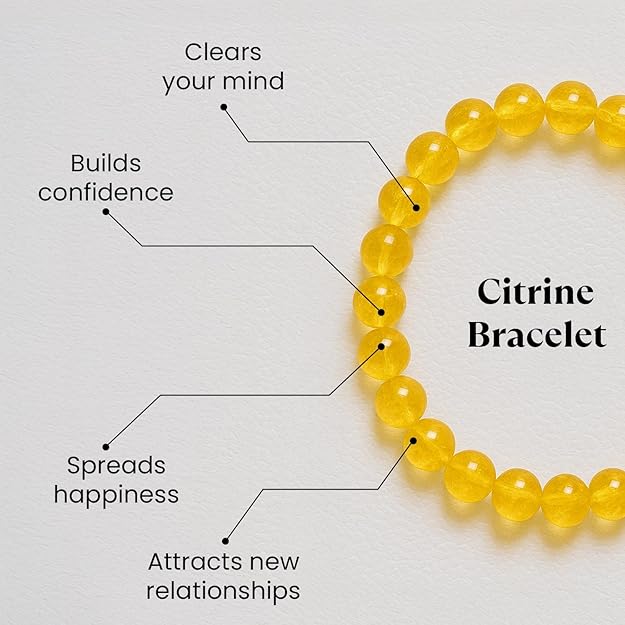 Citrine Bead Bracelet for Wealth, Confidence & Positive Energy