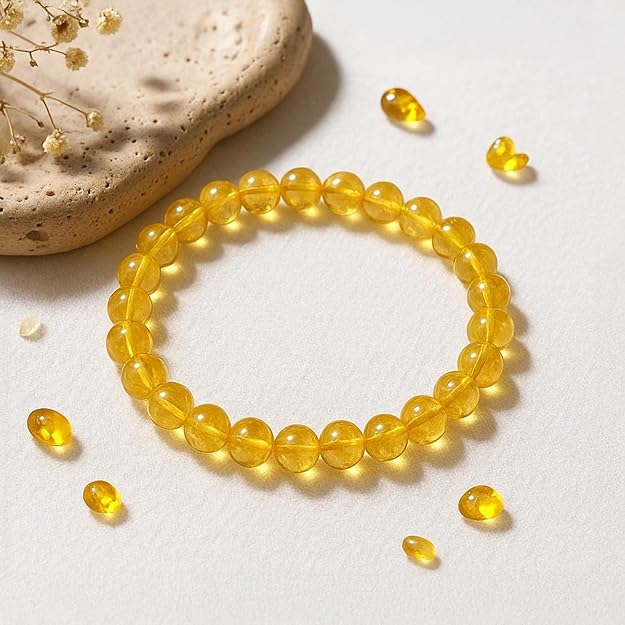Citrine Bead Bracelet for Wealth, Confidence & Positive Energy