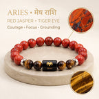 Red Jasper and Tiger Eye Bracelet for Aries (मेष राशि) Zodiac