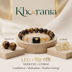 Leo Zodiac Bracelet (सिंह राशि) – Certified Tiger Eye & Citrine Healing Crystal