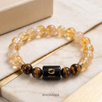 Pisces Zodiac Bracelet (मीन राशि) – Certified Citrine & Tiger Eye Healing Crystal