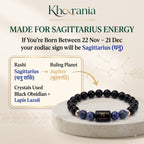 Sagittarius Zodiac Bracelet (धनु राशि) – Certified Black Obsidian & Lapis Lazuli Healing Crystal