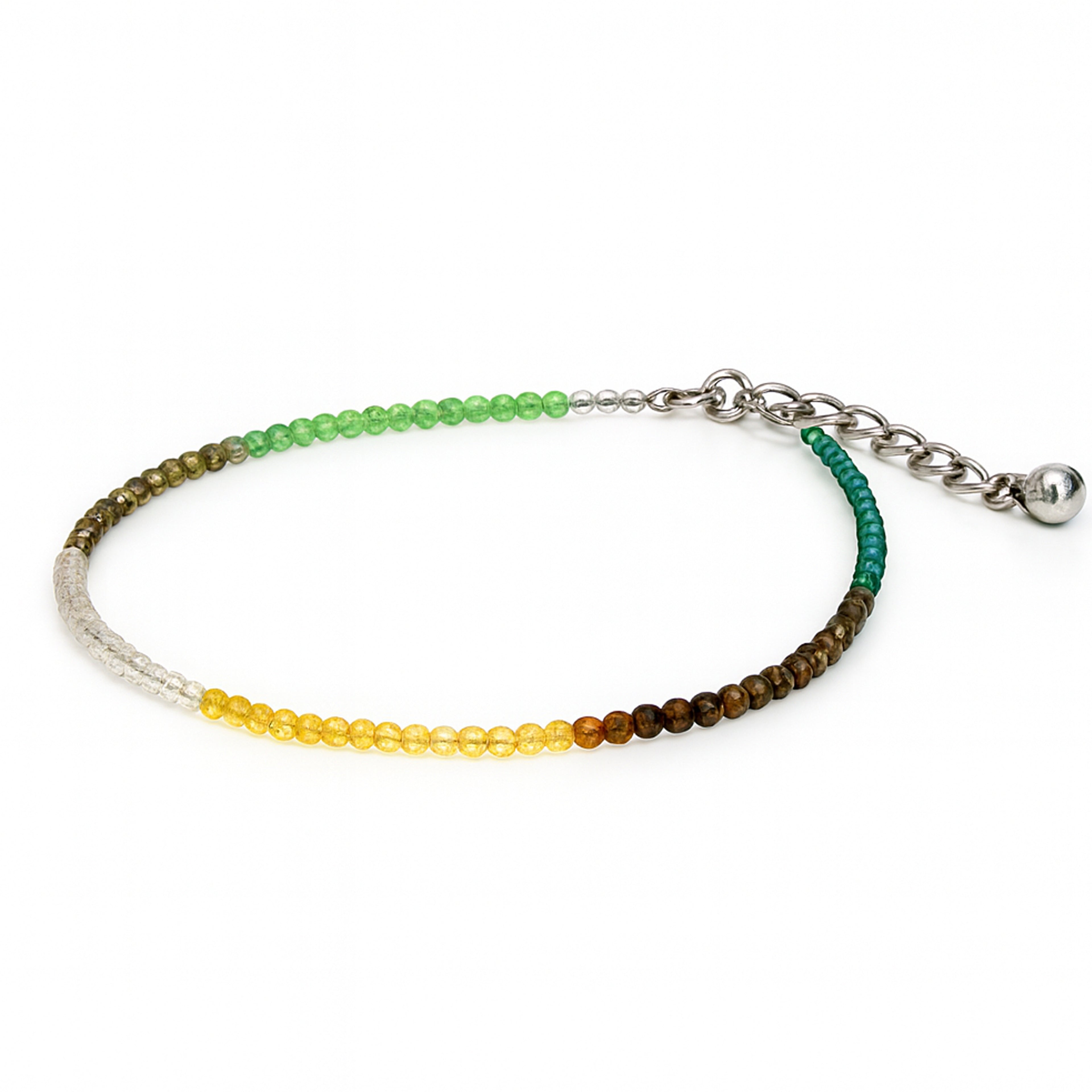 Dhan Yog Multicolour Gemstone Beaded Anklet with Adjustable Silver-Tone Chain