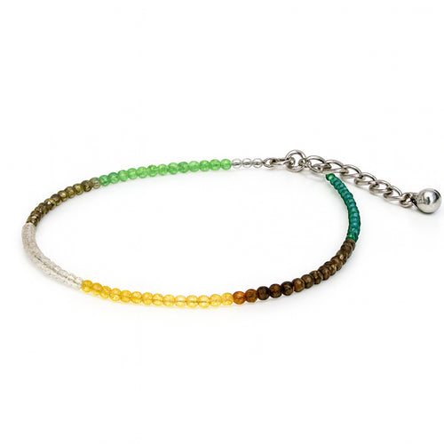 Dhan Yog Multicolour Gemstone Beaded Anklet with Adjustable Silver-Tone Chain