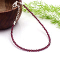 Garnet Beaded Anklet with Silver-Tone Adjustable Chain and Heart Charm