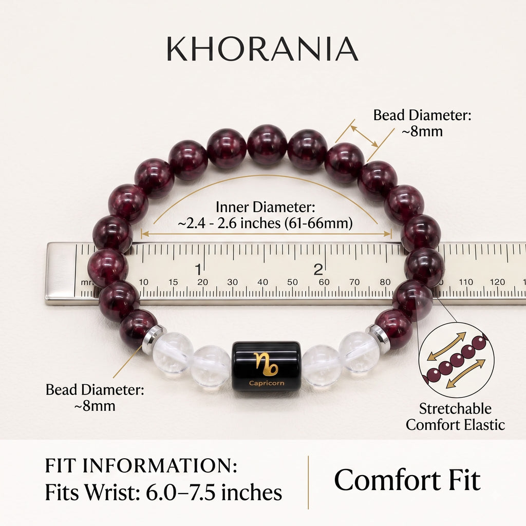 Garnet and Milky Quartz Bracelet for Capricorn (मकर राशि) Zodiac
