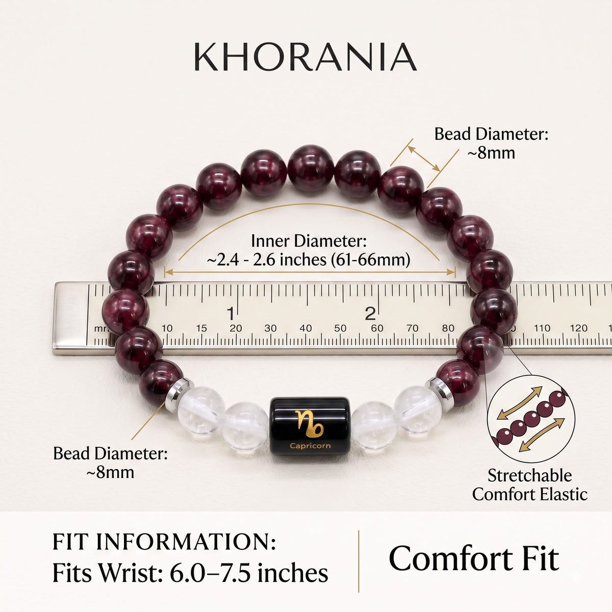 Garnet and Milky Quartz Bracelet for Capricorn (मकर राशि) Zodiac