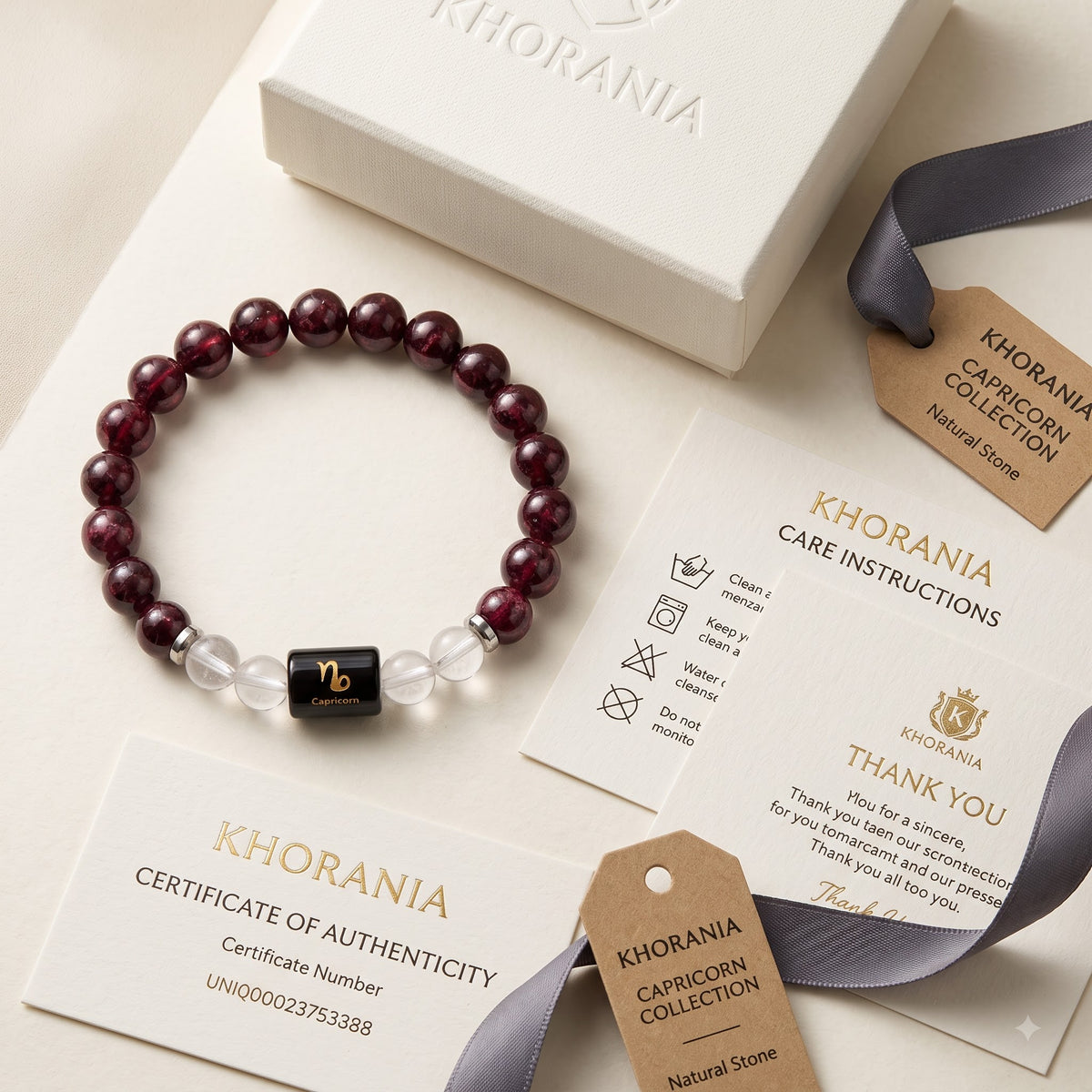 Garnet and Milky Quartz Bracelet for Capricorn (मकर राशि) Zodiac
