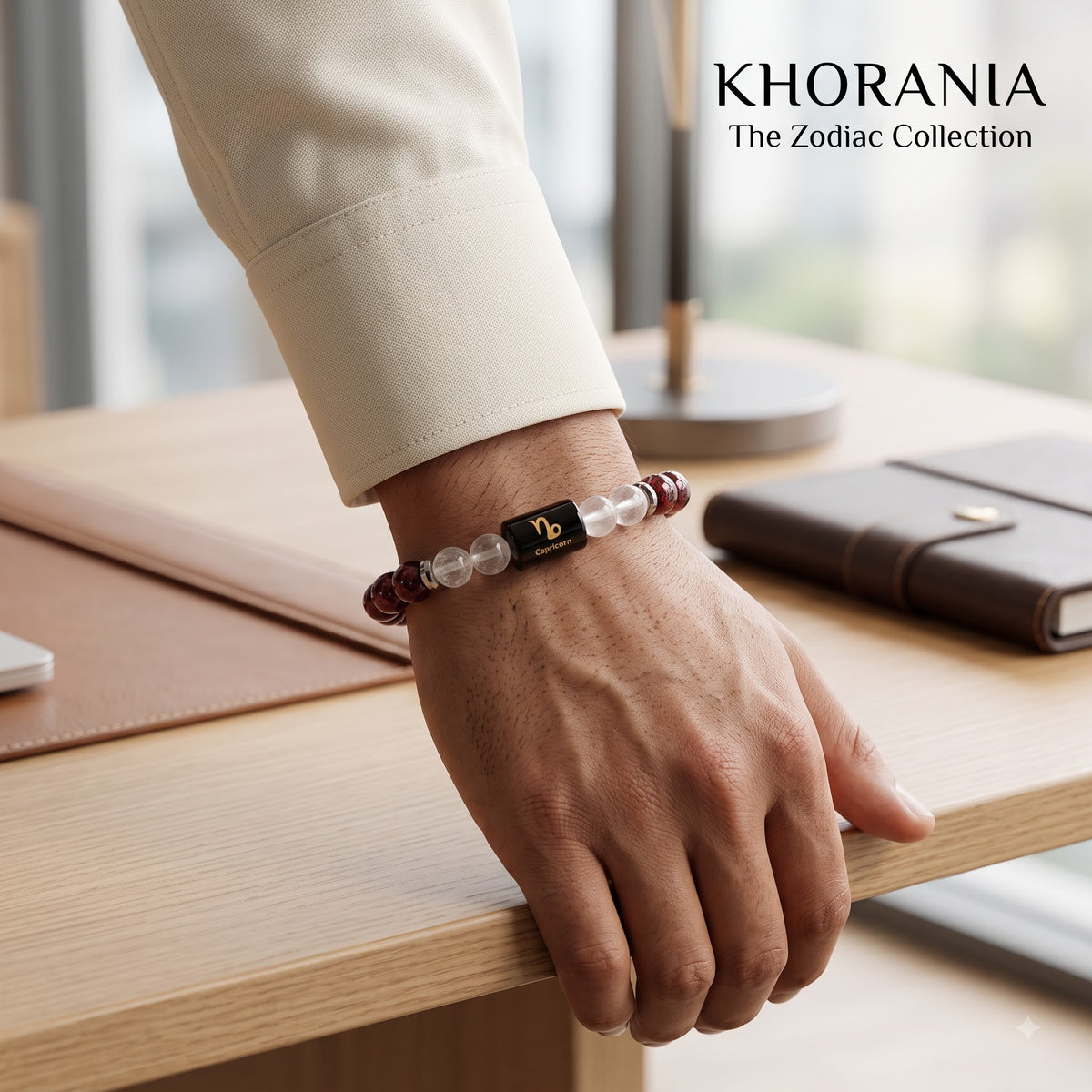 Garnet and Milky Quartz Bracelet for Capricorn (मकर राशि) Zodiac