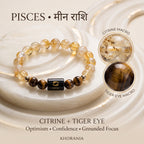 Pisces Zodiac Bracelet (मीन राशि) – Certified Citrine & Tiger Eye Healing Crystal