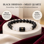 Scorpio Zodiac Bracelet (वृश्चिक राशि) – Certified Black Obsidian & Milky Quartz Healing Crystal
