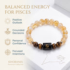 Pisces Zodiac Bracelet (मीन राशि) – Certified Citrine & Tiger Eye Healing Crystal
