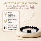Scorpio Zodiac Bracelet (वृश्चिक राशि) – Certified Black Obsidian & Milky Quartz Healing Crystal