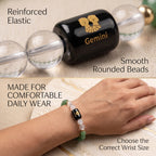 Gemini Zodiac Bracelet (मिथुन राशि) – Green Aventurine & Milky Quartz Healing Crystal