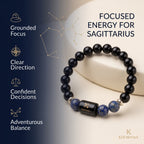 Sagittarius Zodiac Bracelet (धनु राशि) – Certified Black Obsidian & Lapis Lazuli Healing Crystal