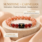 Taurus Zodiac Bracelet (वृषभ राशि) – Sunstone & Carnelian Healing Crystal