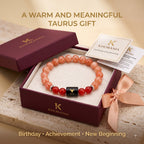 Taurus Zodiac Bracelet (वृषभ राशि) – Sunstone & Carnelian Healing Crystal