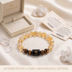 Pisces Zodiac Bracelet (मीन राशि) – Certified Citrine & Tiger Eye Healing Crystal