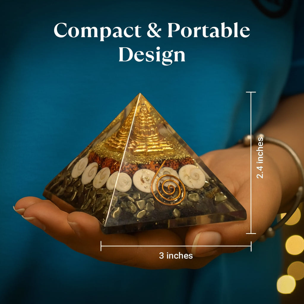 Lakshmi Yantra Crystal Pyramid for Wealth, Prosperity & Vaastu