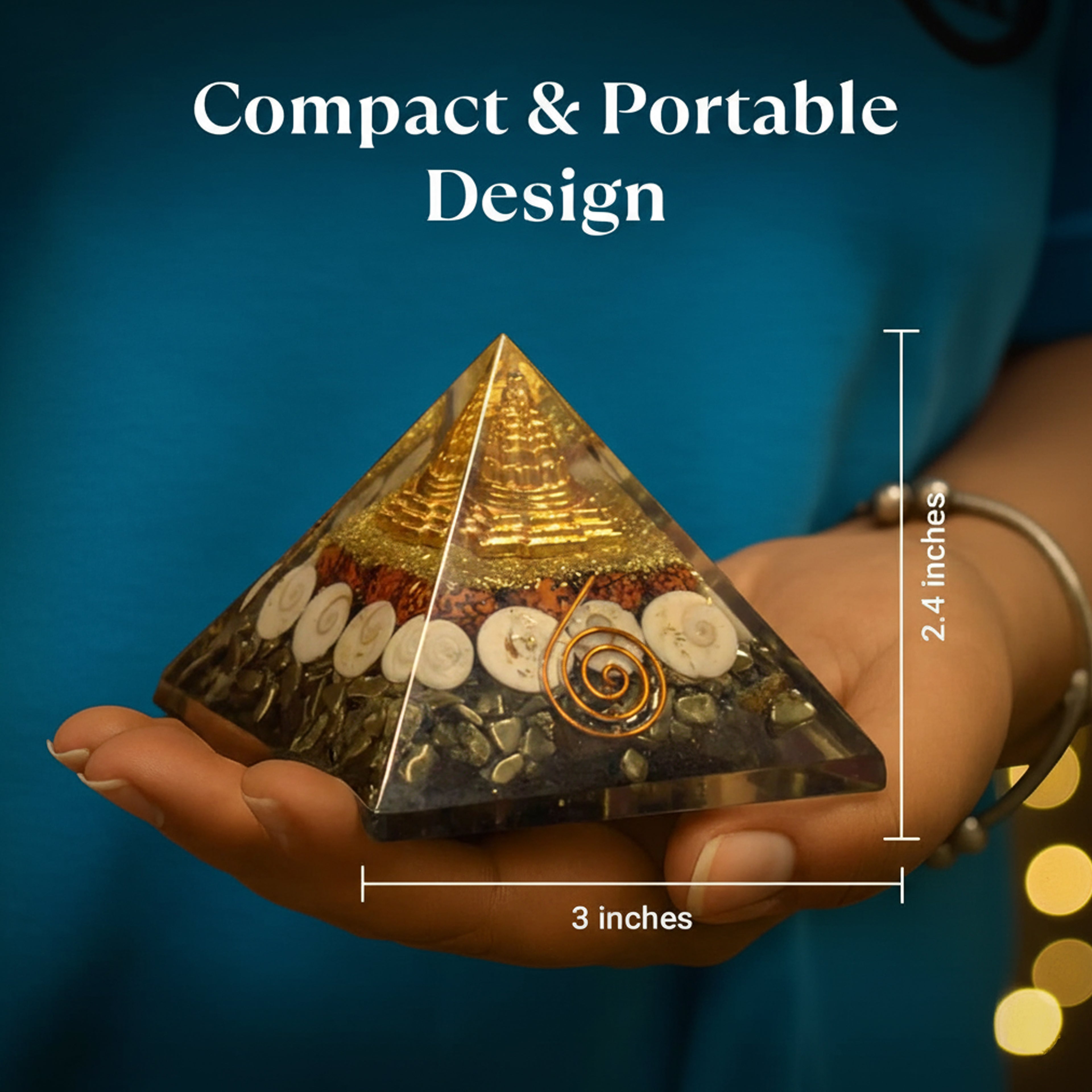 Lakshmi Yantra Crystal Pyramid for Wealth, Prosperity & Vaastu