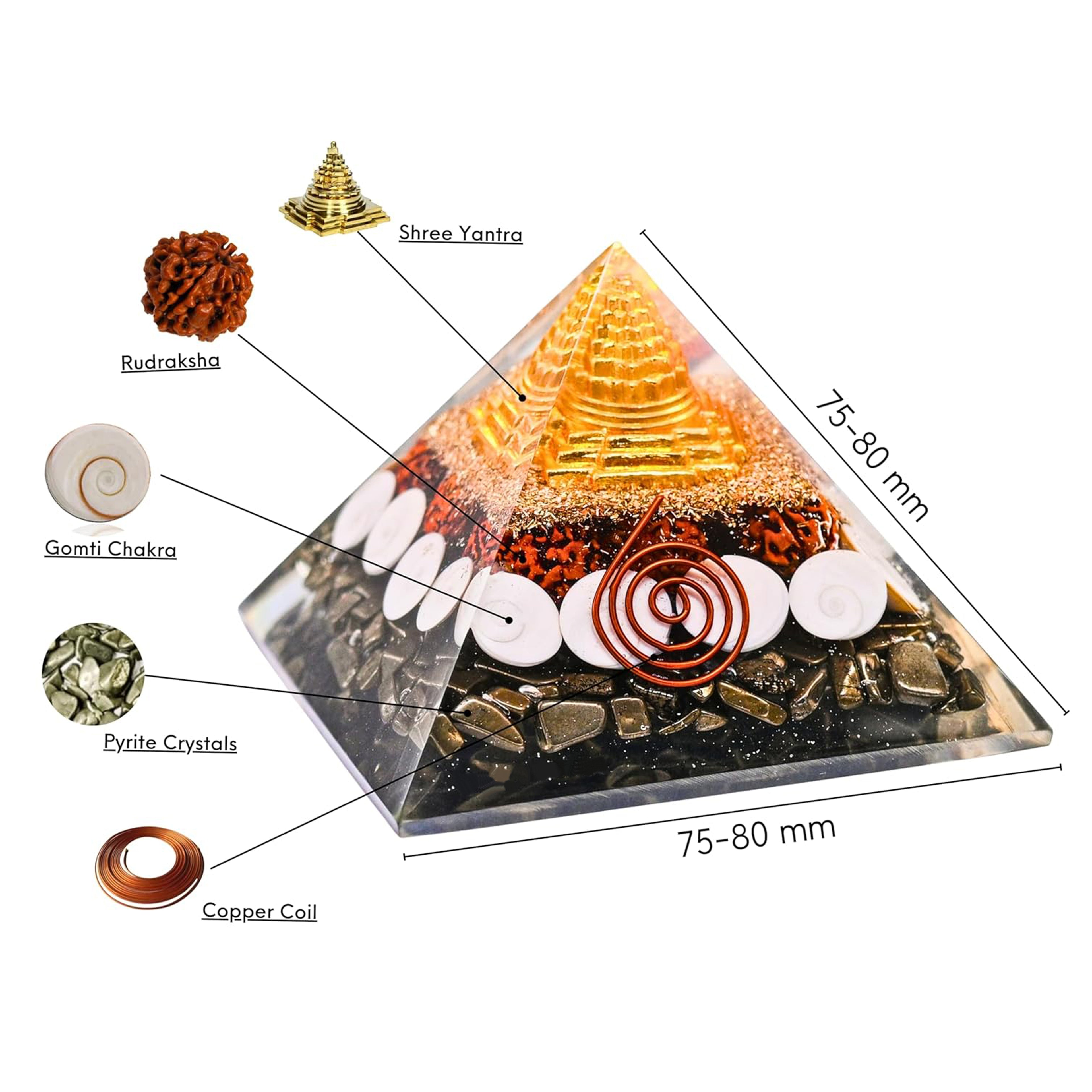 Lakshmi Yantra Crystal Pyramid for Wealth, Prosperity & Vaastu
