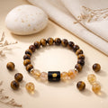 Leo Zodiac Bracelet (सिंह राशि) – Certified Tiger Eye & Citrine Healing Crystal