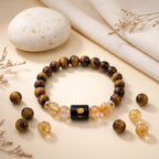 Leo Zodiac Bracelet (सिंह राशि) – Certified Tiger Eye & Citrine Healing Crystal
