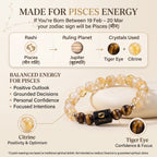 Pisces Zodiac Bracelet (मीन राशि) – Certified Citrine & Tiger Eye Healing Crystal