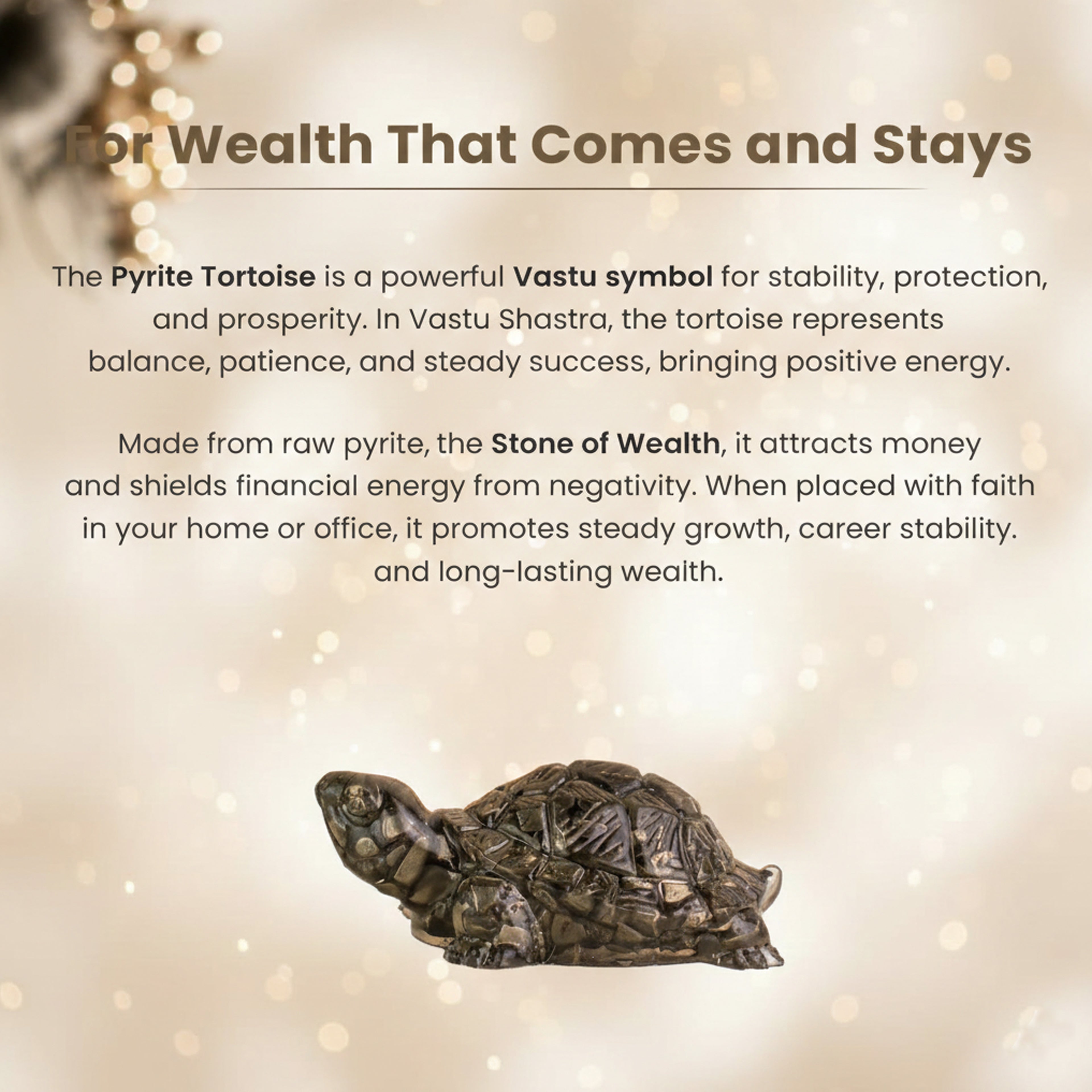 Pyrite Tortoise for Wealth, Protection & Vaastu – Compact Feng Shui Kachhua