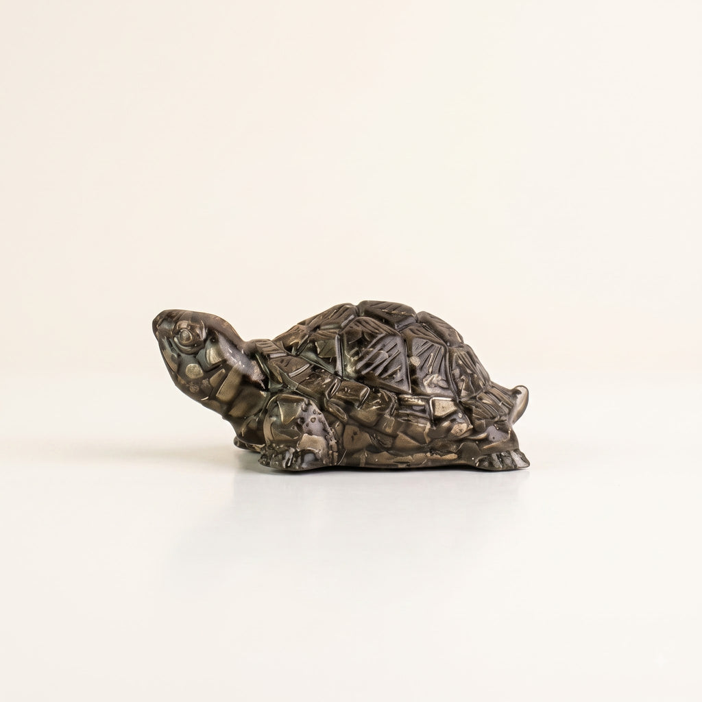 Pyrite Tortoise (Kachhua) 2.7x1 Inch – Pyrite Stone Turtle for Good Luck & Wealth, Vastu Home Decor