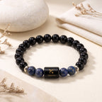 Sagittarius Zodiac Bracelet (धनु राशि) – Certified Black Obsidian & Lapis Lazuli Healing Crystal