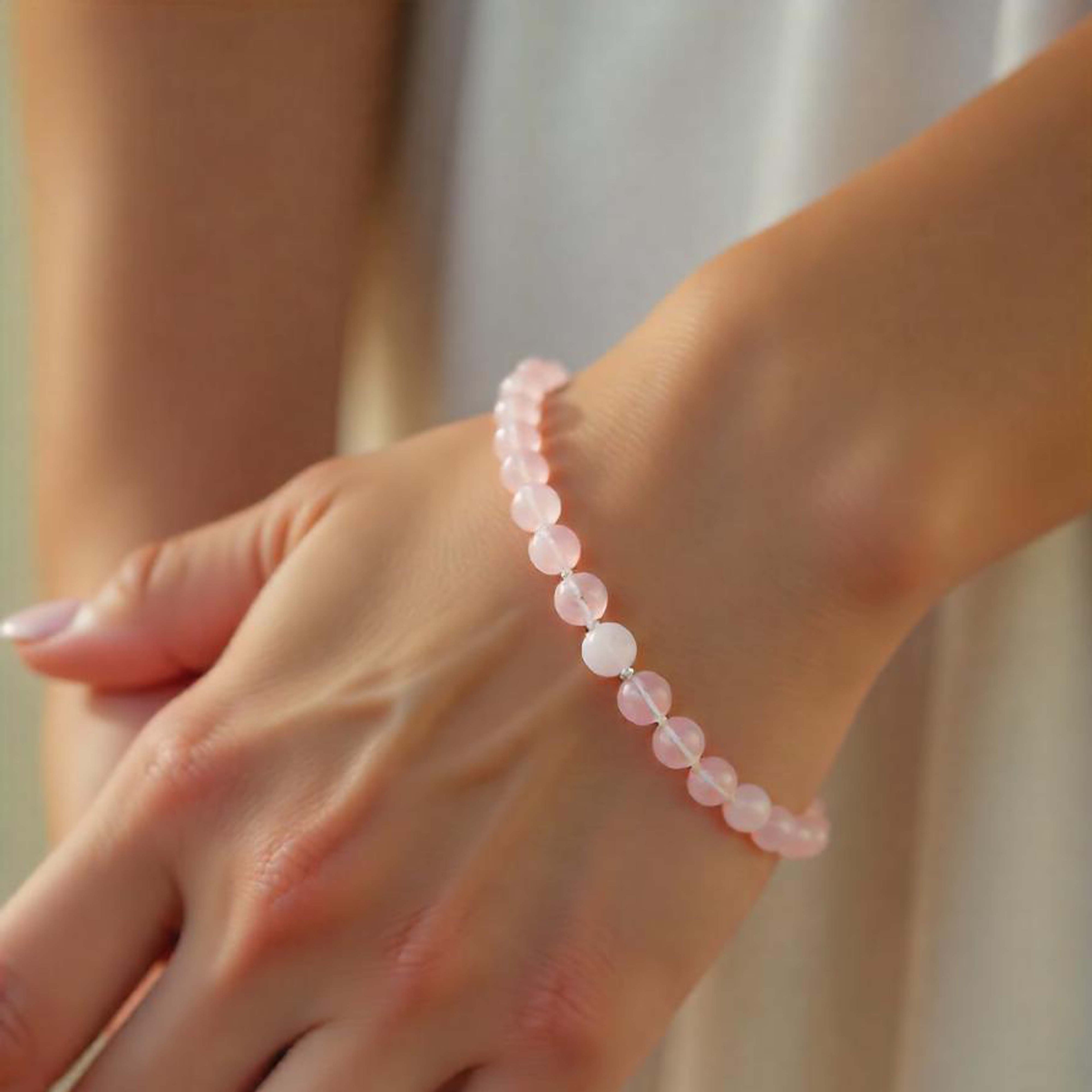 Rose Quartz Bead Bracelet for Love, Harmony & Emotional Balance