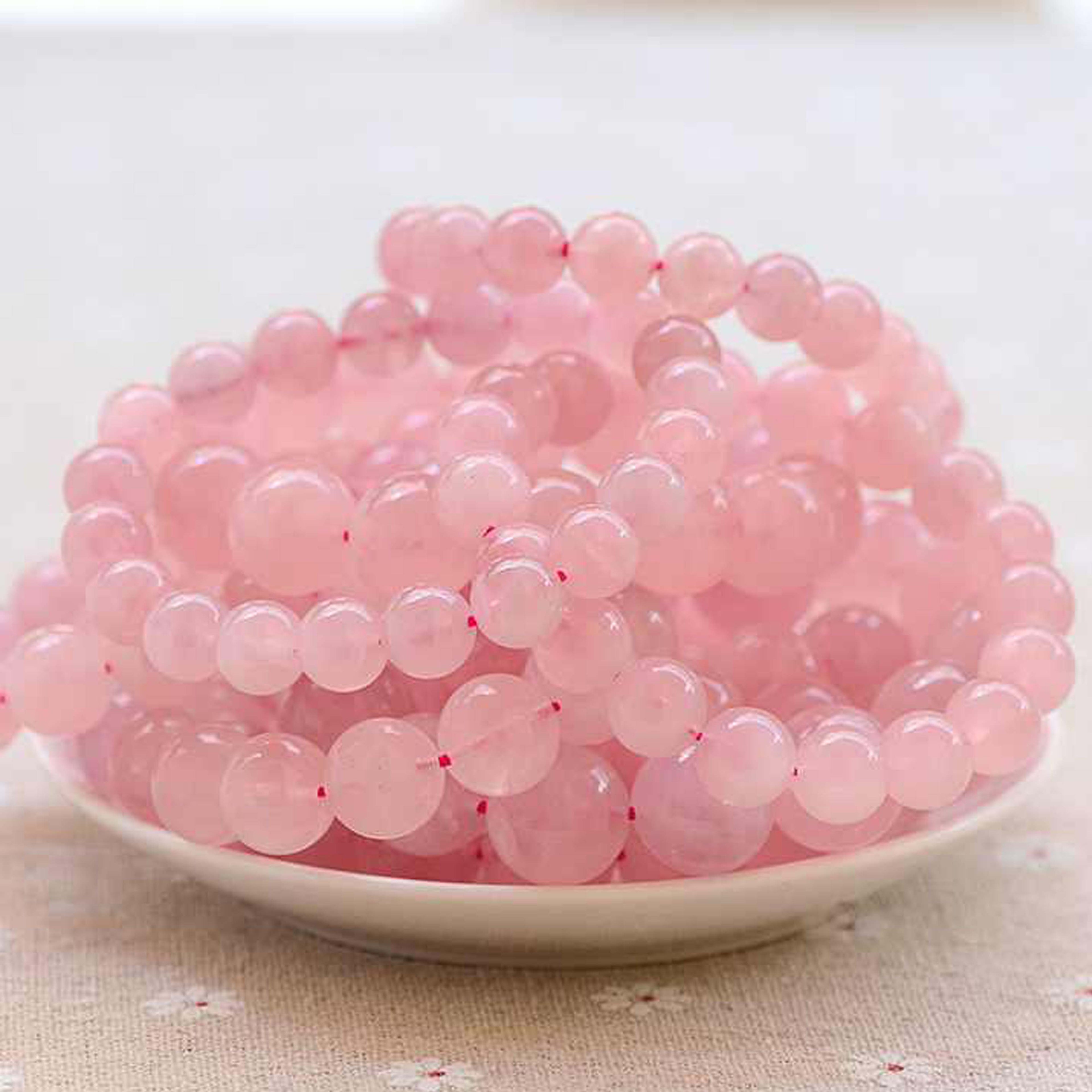 Rose Quartz Bead Bracelet for Love, Harmony & Emotional Balance