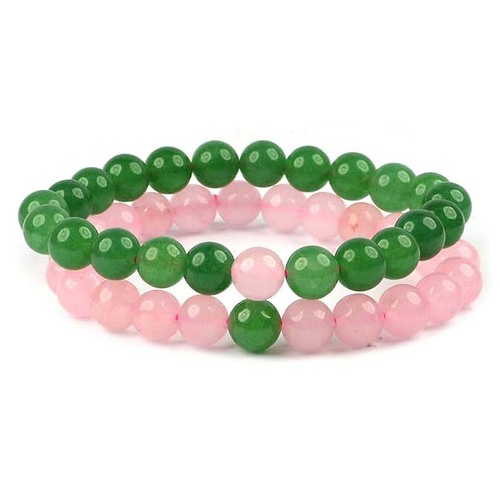 Rose Quartz and Green Aventurine Couple Bracelet Set for Love, Harmony & Prosperity