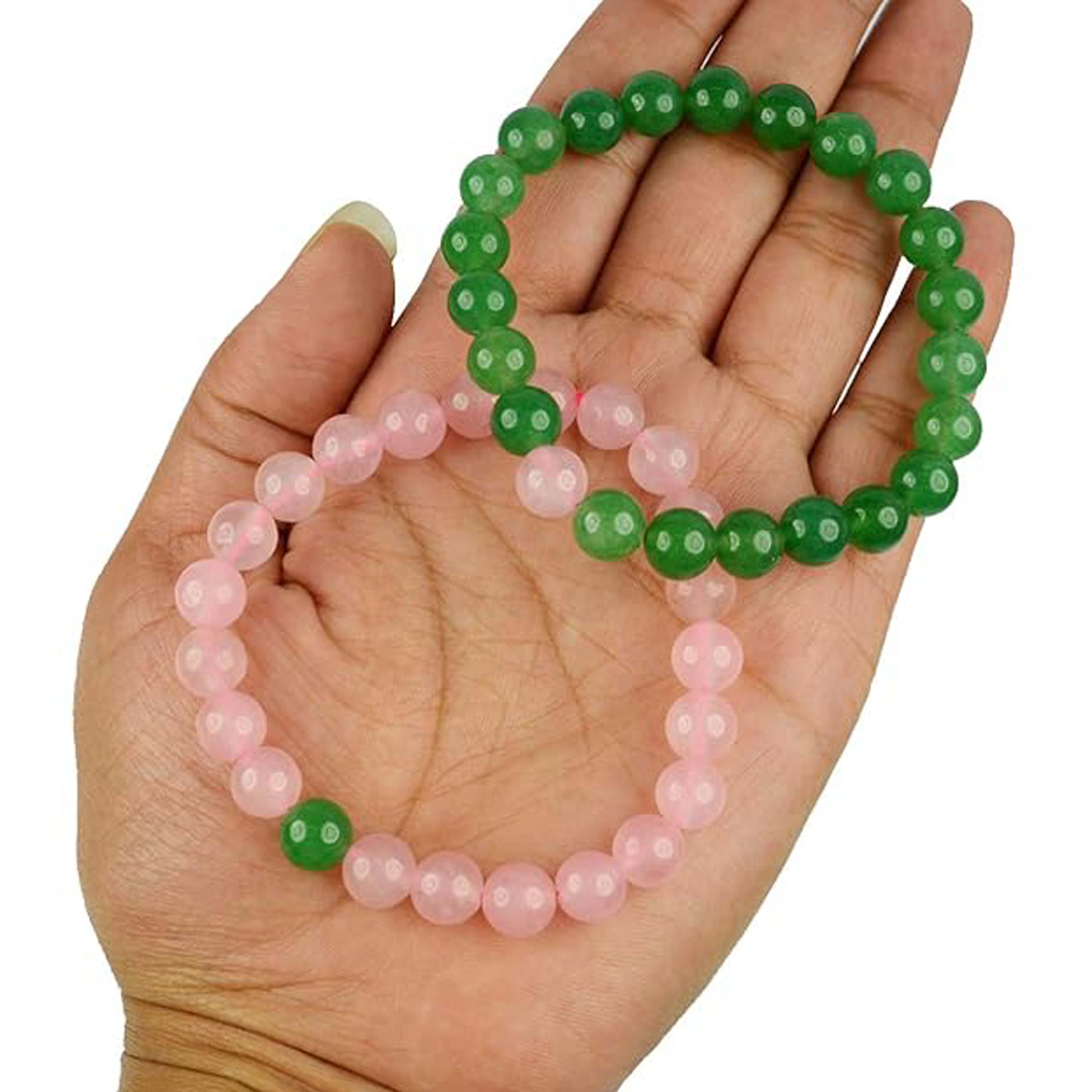 Rose Quartz and Green Aventurine Couple Bracelet Set for Love, Harmony & Prosperity