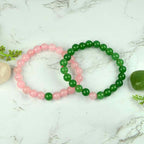 Rose Quartz and Green Aventurine Couple Bracelet Set for Love, Harmony & Prosperity