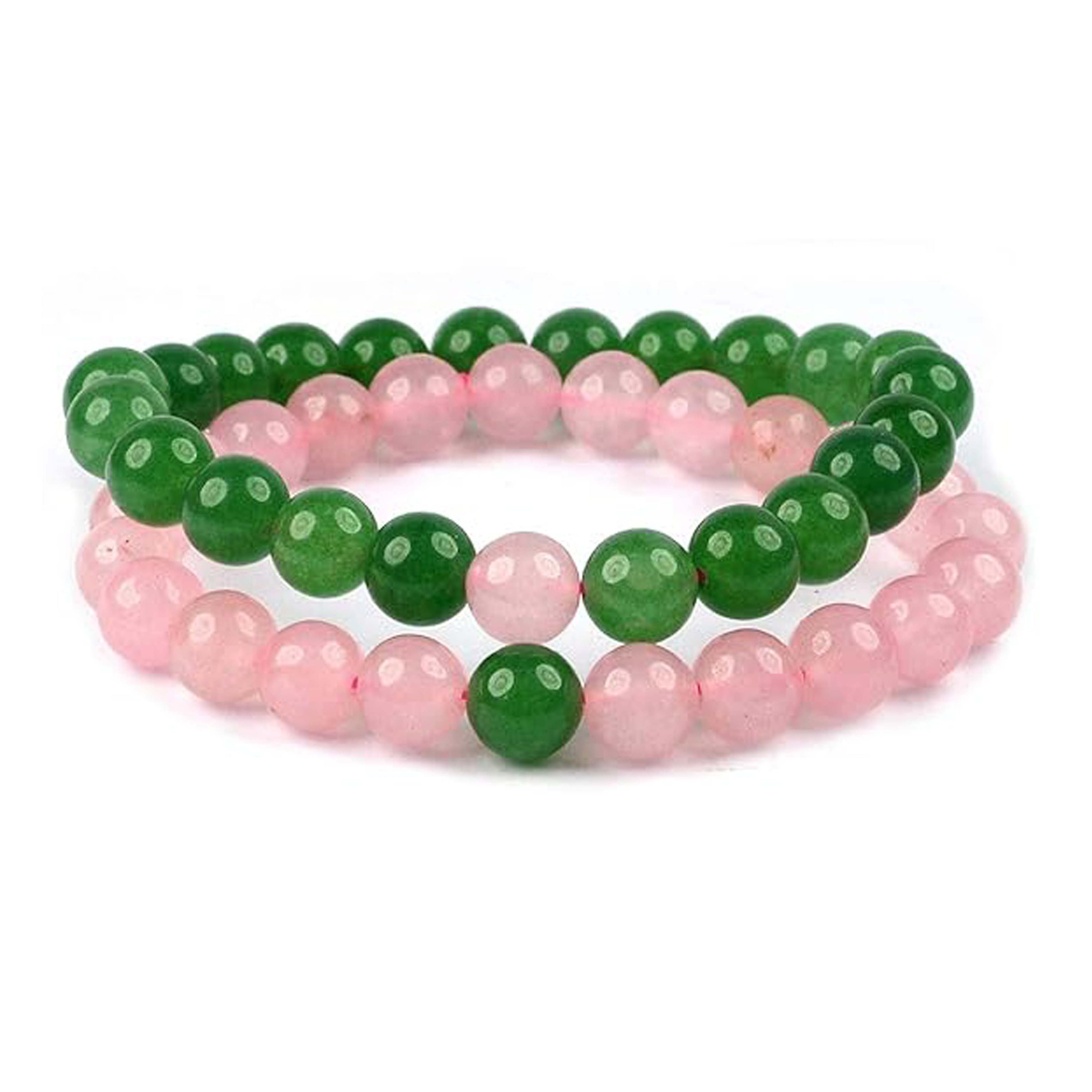 Rose Quartz and Green Aventurine Couple Bracelet Set for Love, Harmony & Prosperity