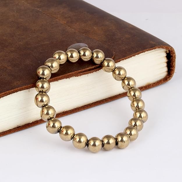 Golden Pyrite Bead Bracelet for Wealth, Confidence & Business Growth