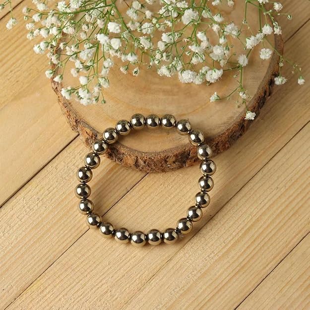 Golden Pyrite Bead Bracelet for Wealth, Confidence & Business Growth