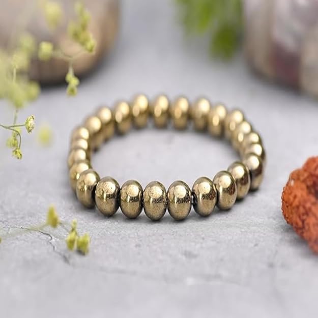 Golden Pyrite Bead Bracelet for Wealth, Confidence & Business Growth